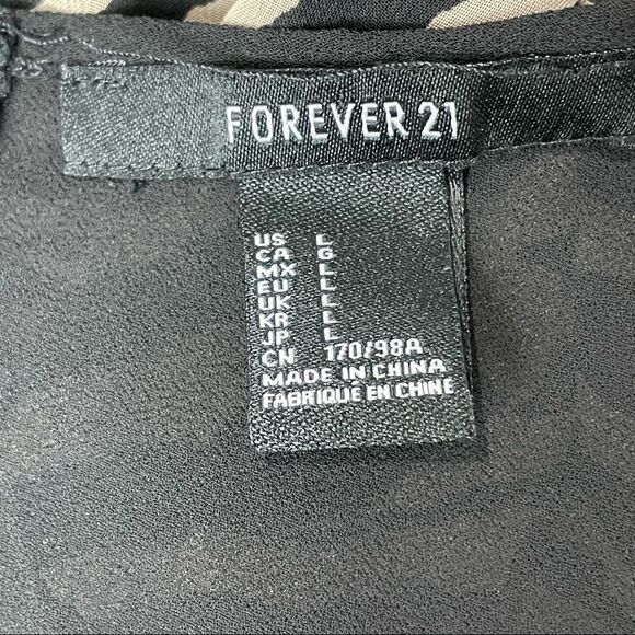 Forever 21 Cream & Black zebra Animal Print Sleeveless Open Back Maxi Dress L - Picture 9 of 14